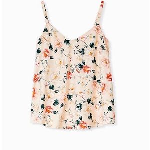 Floral pink satin camisole